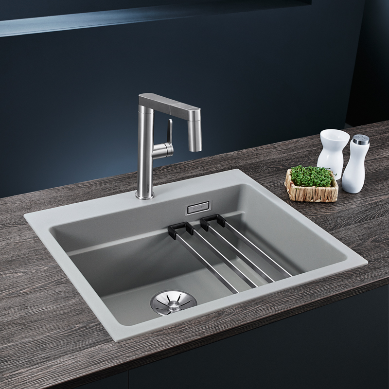 BLANCO铂浪高水槽ETAGON-6花岗岩石材水槽洗菜盆单槽洗碗灰色水槽