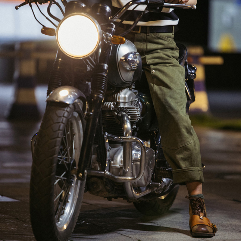 复古摩托车苔原骑行裤重磅加厚带护具防护工装通勤机车裤