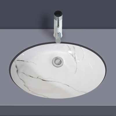 现代简约陶瓷仿石纹台下盆方形椭圆洗手盆家用卫生间阳台小洗面盆