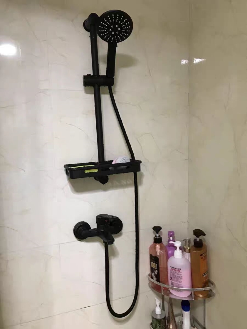 黑色淋浴花洒套装家用浴室淋浴器全铜简易挂墙式沐浴卫浴淋雨喷头