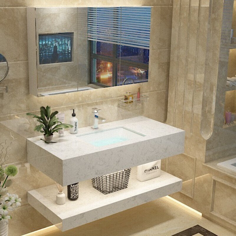 新简约卫生间大理石浴室柜组合家用挂墙式洗脸盆洗漱台洗手盆池品