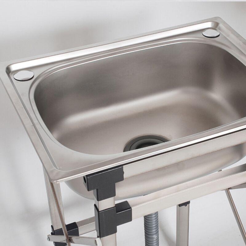 厨房不锈钢水槽单槽m简易洗菜盆洗碗池带支架子家用加厚水池洗手