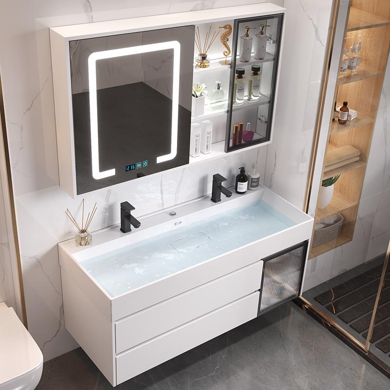 现代简约洗手池洗脸池智能卫生间洗漱台纳米岩石一体盆浴室柜组合