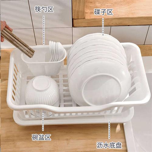 碗碟收纳架水槽沥水碗架家用厨房台面碗筷盘置物架洗碗漏水控水篮