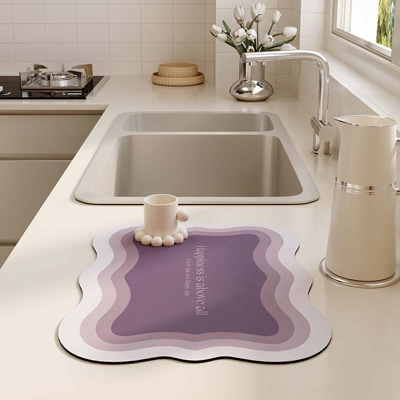 HOUOH渐变色水槽沥水垫厨房台面防滑垫子免洗速干碗筷杯垫简约风