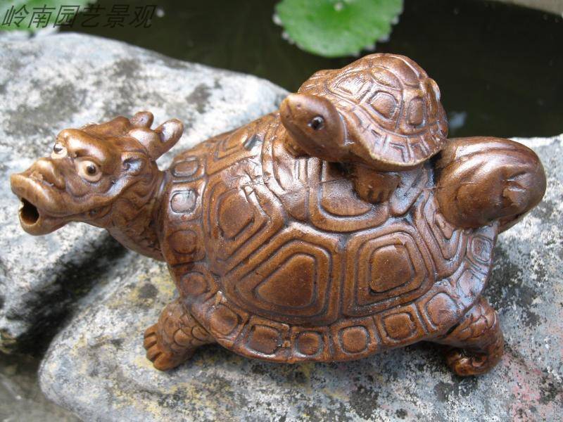 DU2P假山鱼池喷水摆件 陶瓷龙头龟 水族鱼缸园林园艺家居造景装饰