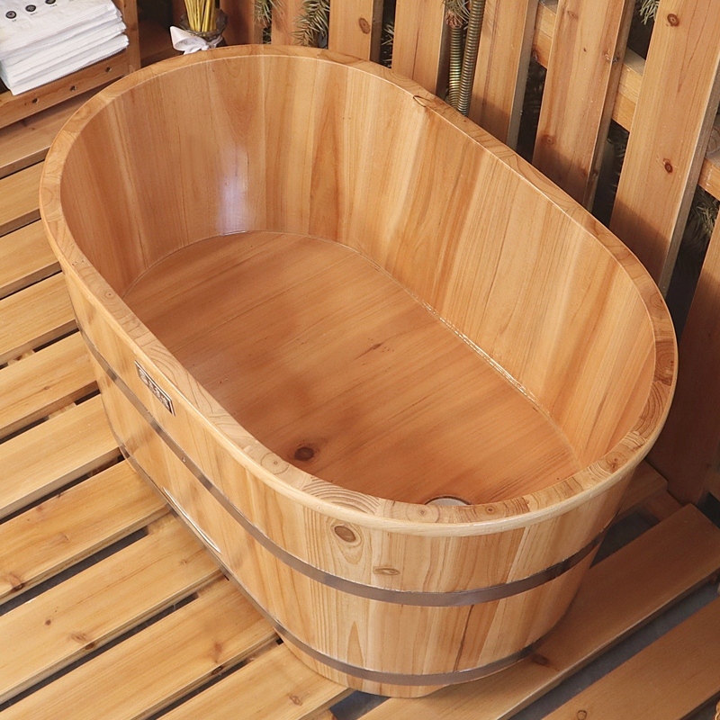 洗澡圆桶儿童形沐浴实木保温桶浴缸足享健家用木桶沐浴小户型泡木