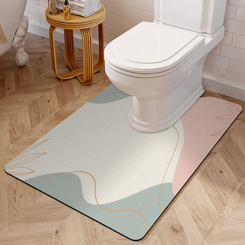 卫生间马桶边缘u型地垫厕所防水防溅尿脚踏垫硅藻泥吸水防滑地毯