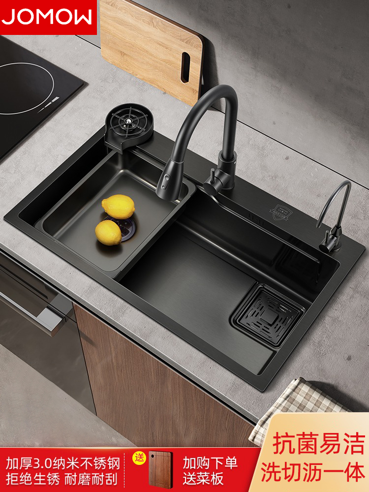 纳米洗菜盆单槽 厨房加厚304不锈钢水槽家用洗碗槽手工洗菜池台下