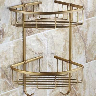 全铜仿古 卫生间三角置物架 浴室挂钩 挂件套装卫浴用品 欧式网篮