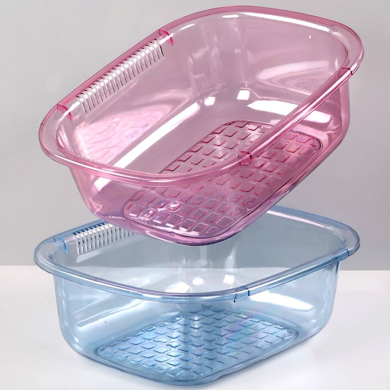 长方形塑料盆加厚超大洗碗筐家用厨房加深水槽盆透明沥水篮水果盆