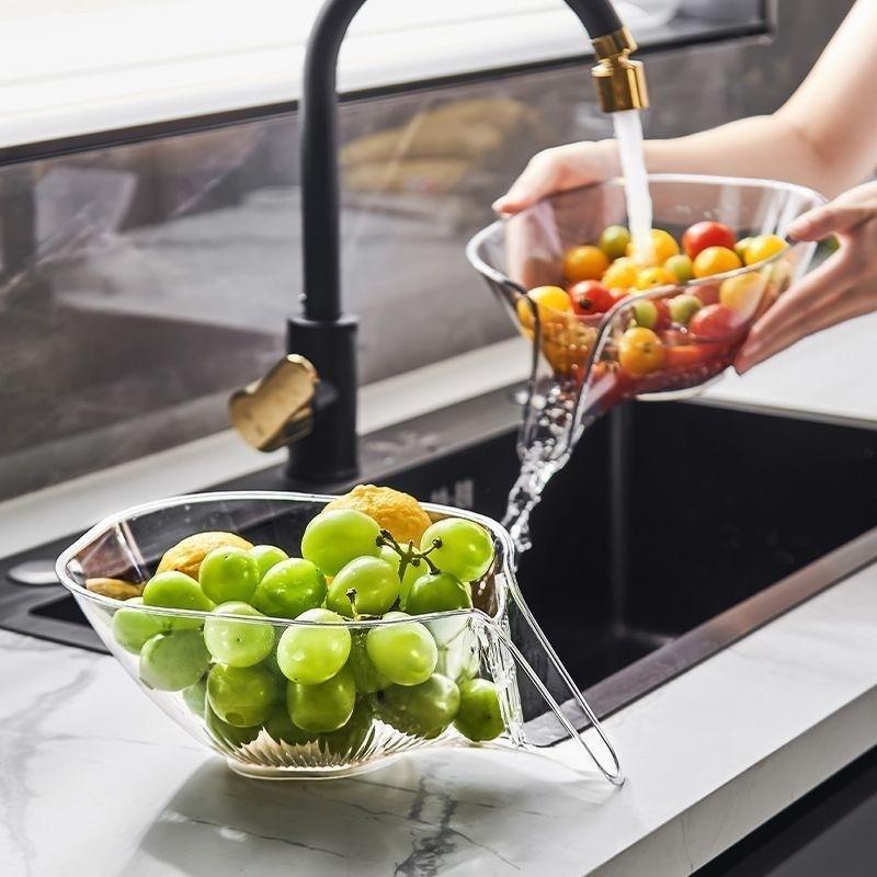 多功能沥水篮沥水碗家用水槽洗菜盆厨房洗水果网红创意水果盘塑料