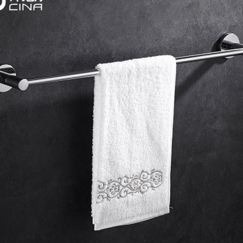 免打孔 毛巾杆304不锈钢卫浴挂杆加长卫生间单杆毛巾架子浴室挂件