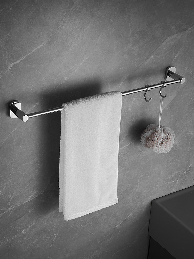 卫生间毛巾杆凉毛巾架全铜浴室挂杆洗手间卫浴挂件加长单杆带挂钩