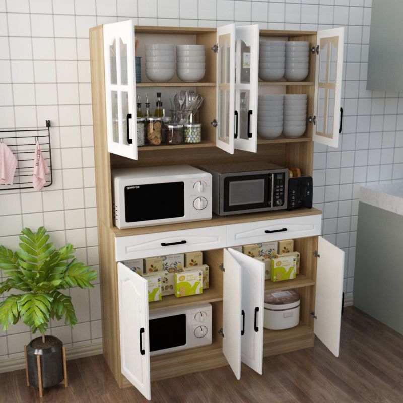 厨房置物架落地省空间家用多层微波炉置物柜多功能储物欧式餐边柜