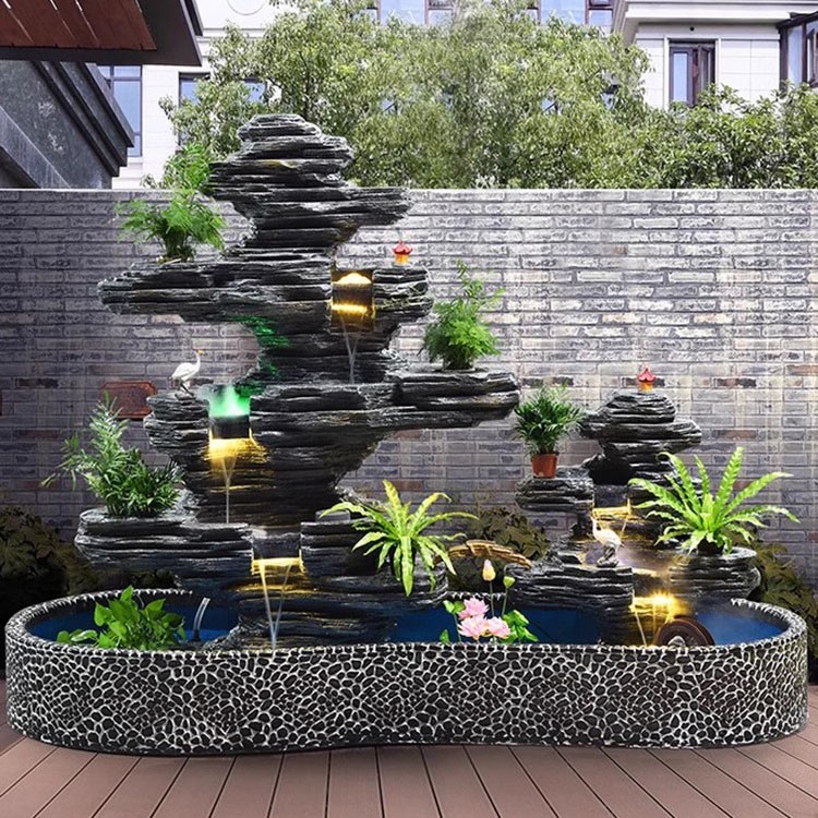 户外落地造景水泵鱼池家庭装饰花园景观大型假山流水喷泉摆件庭院