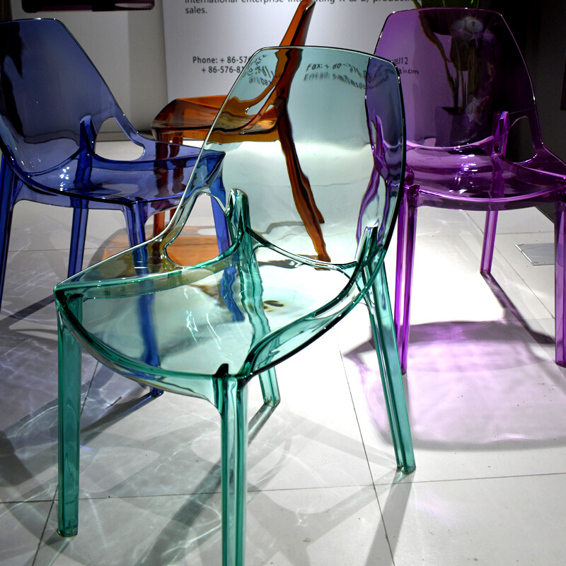 北欧透明餐椅塑料创意彩色亚克力水晶椅户外靠背网红餐厅咖啡椅子