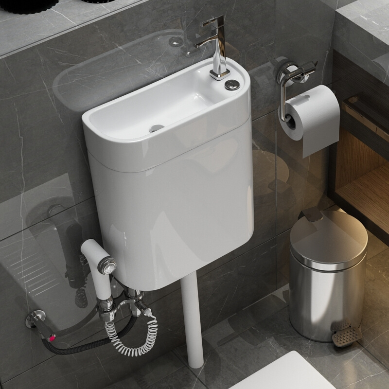 厕所马桶蹲便器节能卫生间冲水箱家用陶瓷抽水挂墙式加厚水箱蹲坑