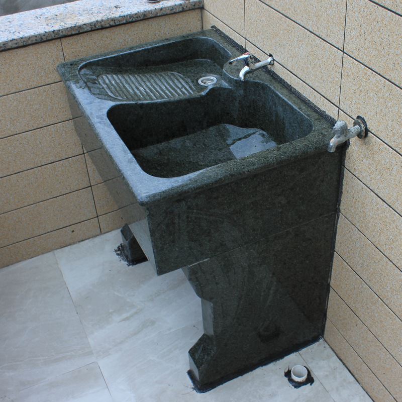 户外大理石洗衣池阳台一体石头洗衣水槽石材洗手盆家用承德绿水池