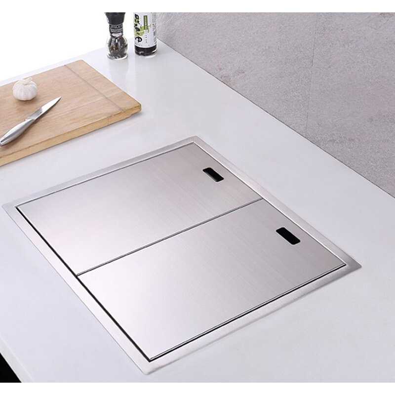 手工不锈钢水槽单槽隐形式创意黑色开放厨房洗菜盆中岛吧台盖板池