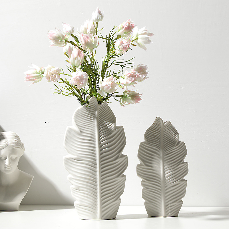 贝汉美创意北欧白色陶瓷花瓶摆件客厅插花现代简约家居装饰品花器