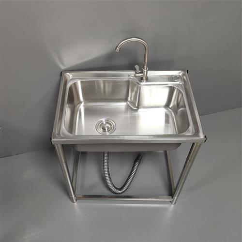 不锈钢单槽大水槽洗菜盆简易水槽带支架加厚洗碗池洗手盆拖把池落