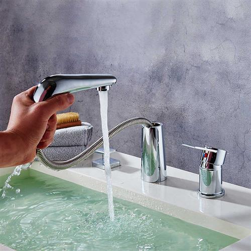浴室柜全铜冷热水龙头抽拉式家用单把双孔分体式洗手池面盆洗脸盆