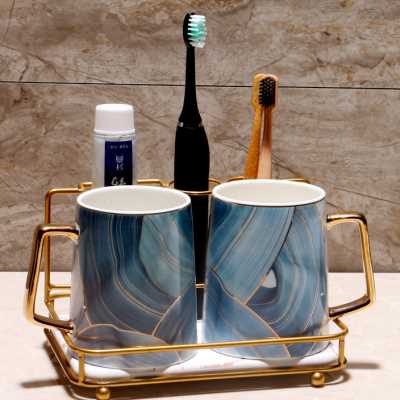 牙刷置物架情侣北欧创意时尚花样陶瓷漱口杯刷牙杯子卫浴两口之家