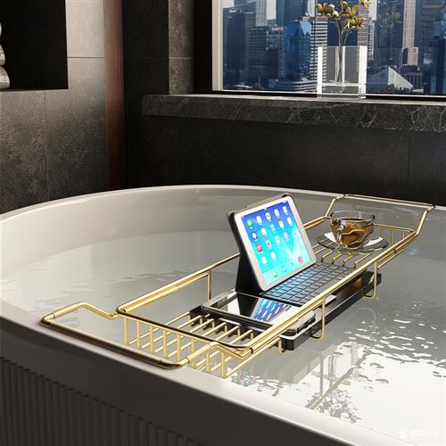浴室伸缩浴缸架浴盆泡澡手机支架托盘架子卫生间收纳置物架不锈钢