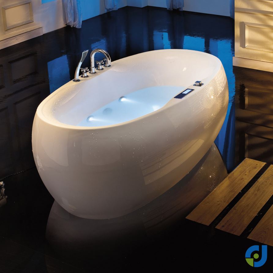 浴缸家用恒温加热冲浪按摩缸独立式椭圆形亚克力网红浴盆奢华智能