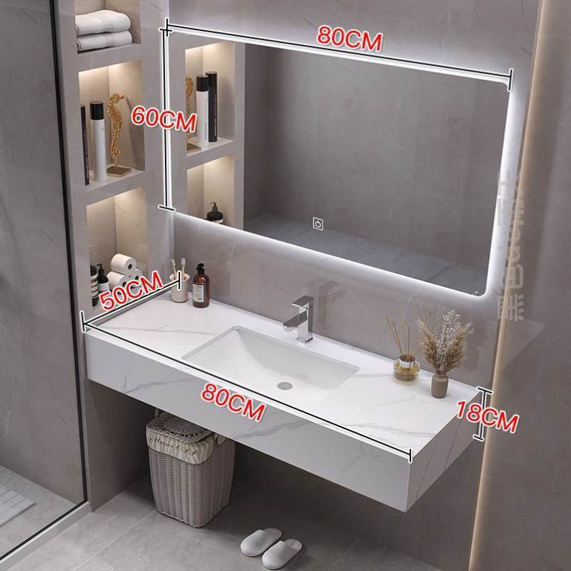 卫生间现代洗手盆一体陶瓷柜岩板洗脸池盆面盆简约浴室洗漱卫浴台