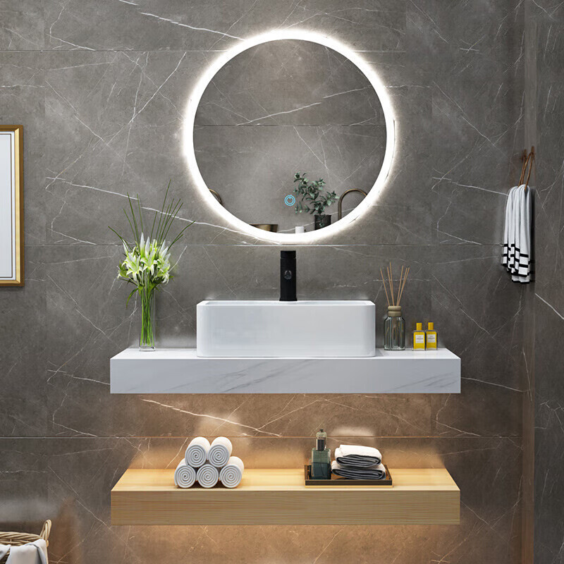 新品馨悠洁浴室柜组合简约现代小户型大理石洗脸一体盆柜洗手池卫