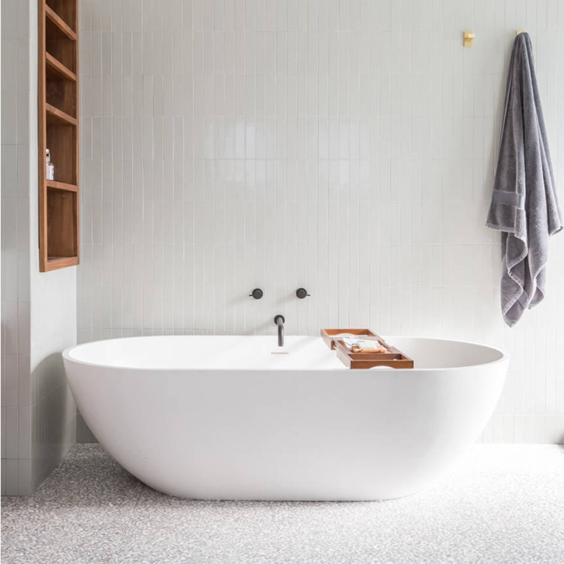 双人浴缸独立式一体人造石小户型鹅蛋型网红家用成人浴盆浴缸定制
