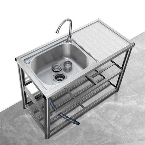 厨房水槽单水槽 不锈钢单水槽洗菜盆洗碗池家用水池带支架可砍骨