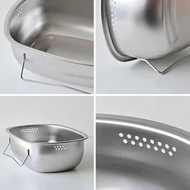 DEARYOU日本进口家事问屋洗菜盆304不锈钢沥水篮可立式水槽洗菜篮