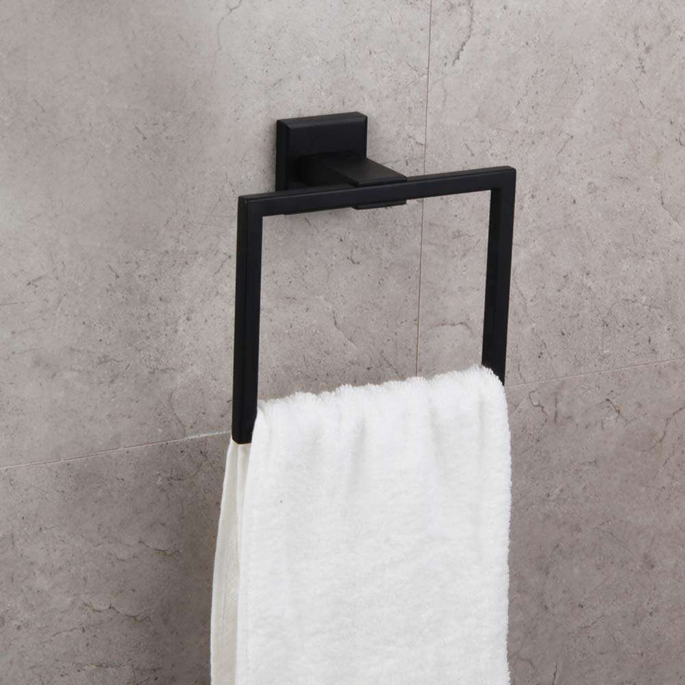 浴室不锈钢厕所免打孔跨境四方毛巾环卫生间毛巾架壁挂式置物浴巾