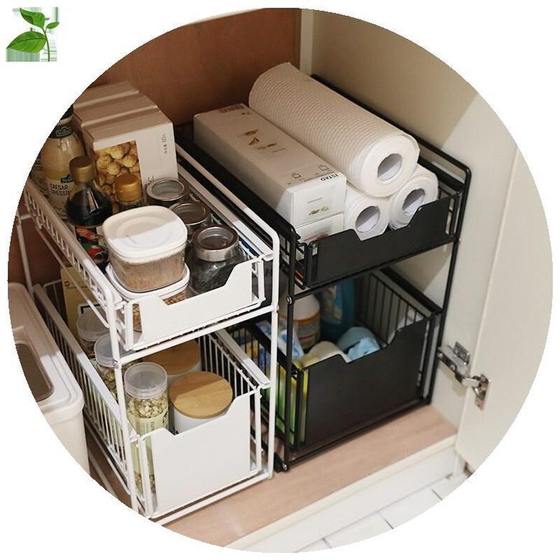 厨房台面下水槽多功能置物架省空间家用伸缩抽屉式收纳浴室分层架