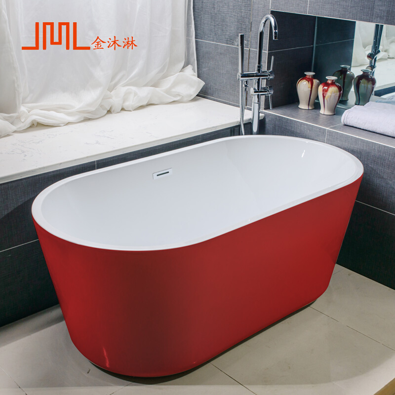 家用浴缸成人卫生间浴盆 彩色亚克力浴缸小户型情侣欧式独立式