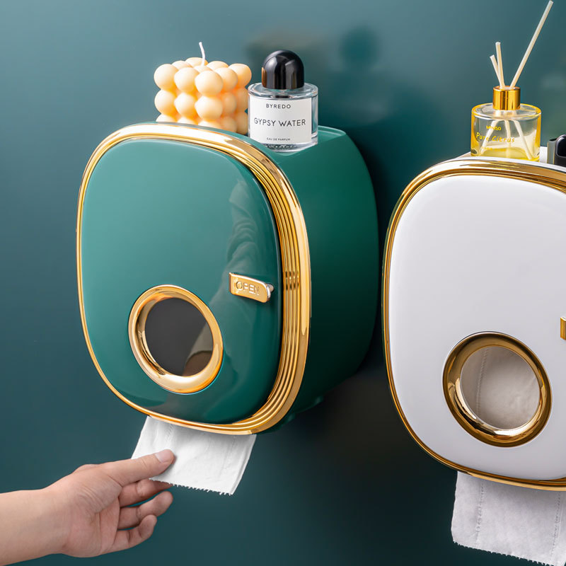 厕所手纸盒防水卫生间纸巾盒挂壁式马桶卷纸架厕纸架免打孔纸巾架