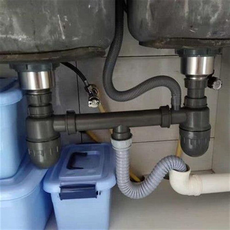 厨房水槽老式双盆单盆下水管三通连接管防臭地漏器葫芦杯配件