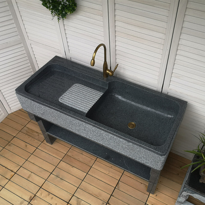 大理石洗衣池阳台室外石头洗手盆家用水槽户外庭院水池一体台面盆
