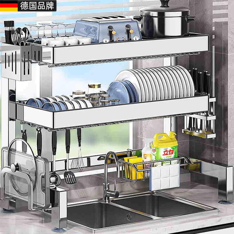 德国FZY厨房水槽置物架304不锈钢台面多功能洗碗架水池碗筷沥水架