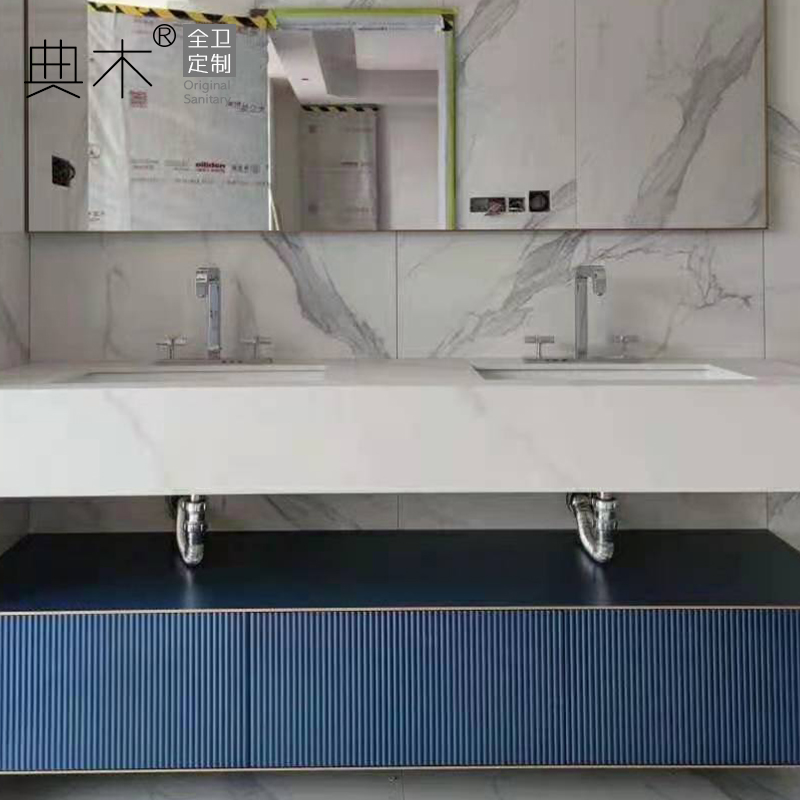 速发岩板轻奢卫生间洗漱台北欧洗面手池盆定制现代简约浴室柜组合