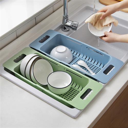伸缩水槽置物架塑料碗盘沥水架厨房碗筷沥水篮架子家用碗架收纳架