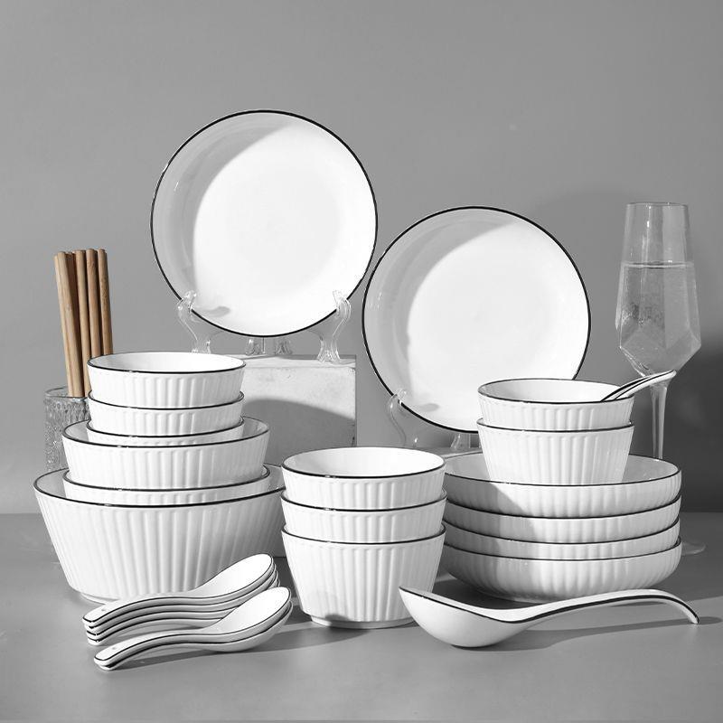 碗碟盘套装整套陶瓷饭碗菜盘子高颜值2023款全套家庭装餐具一整套