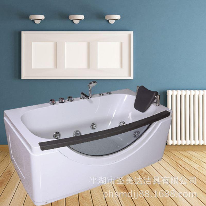 定制长方形家用按摩浴缸单人亚克力独立式现代浴缸冲浪玻璃浴缸15