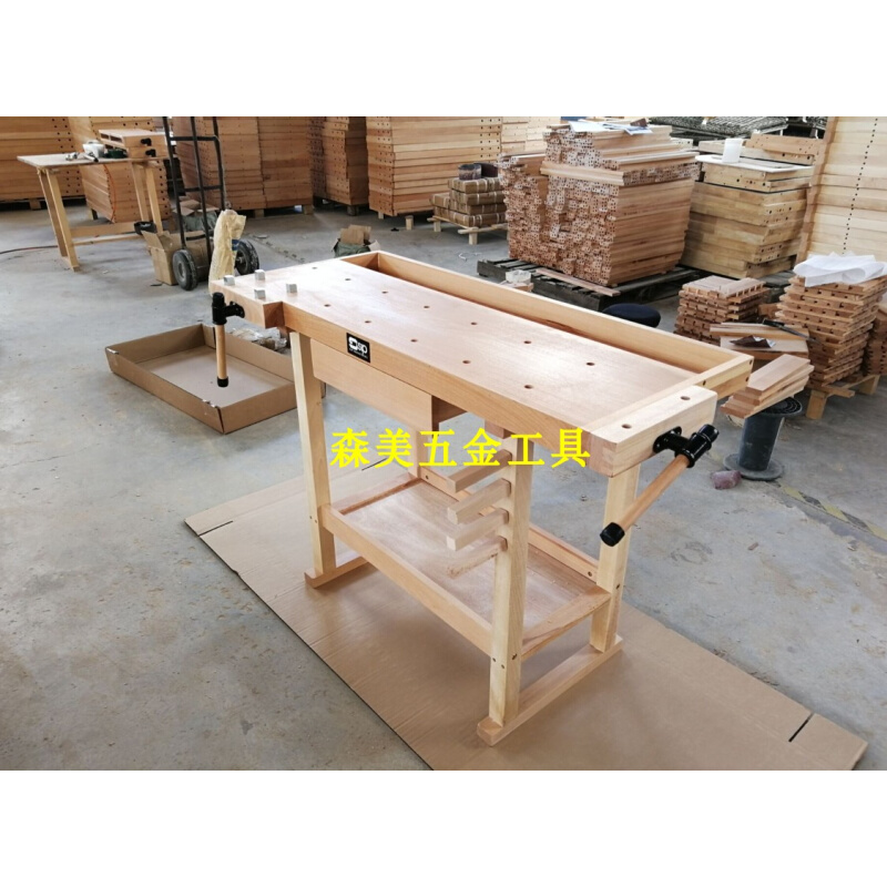 库青岛森美进口榉木木工桌实工作台实木桌木工桌 实验桌 操作台销