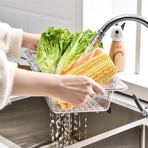 可伸缩沥水篮透明加厚厨房沥水碗架水果菜篮沥水架水槽洗碗置物架