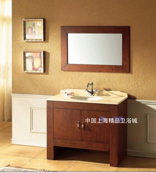 网红美式欧式橡木浴室柜组合实木浴柜洗脸盆柜组合洗手盆柜 SH295