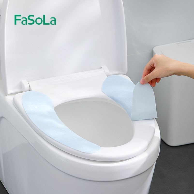 日本FaSoLa水晶绒粘贴式马桶垫卫生间保暖坐便垫可水洗加大坐便贴